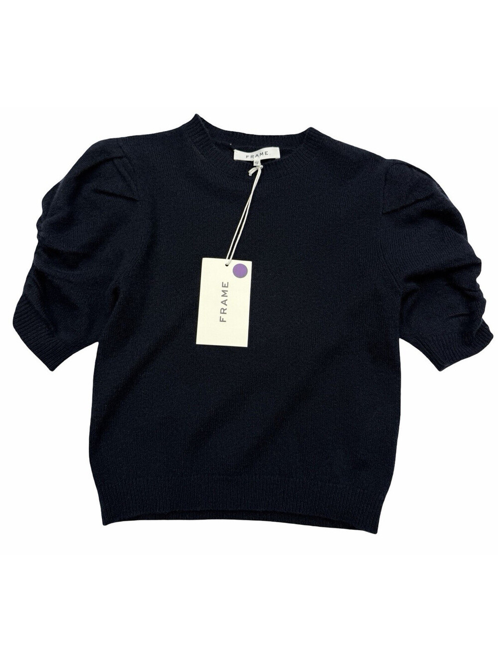 FRAME Ruched Sleeve Cashmere Sweater Navy Blue Size XS